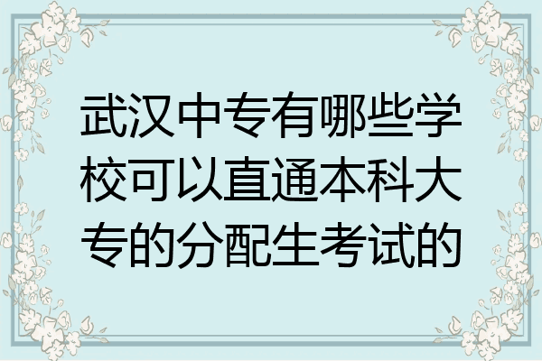武汉中专有哪些学校可以直通本科大专的分配生考试的
