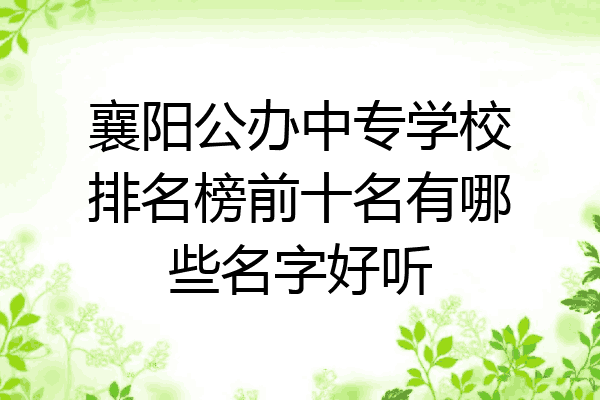 襄阳公办中专学校排名榜前十名有哪些名字好听