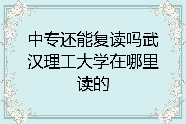 中专还能复读吗武汉理工大学在哪里读的