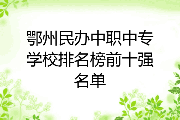 鄂州民办中职中专学校排名榜前十强名单