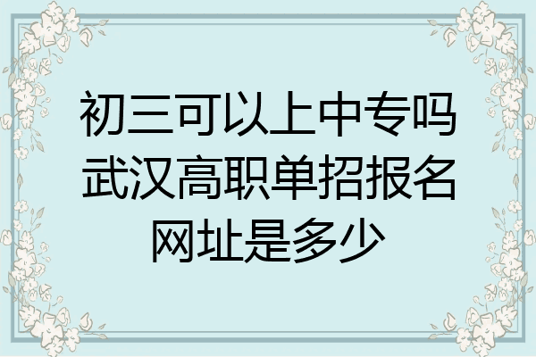 初三可以上中专吗武汉高职单招报名网址是多少
