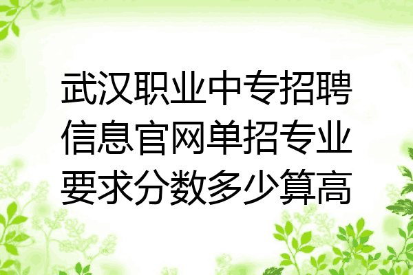 武汉职业中专招聘信息官网单招专业要求分数多少算高