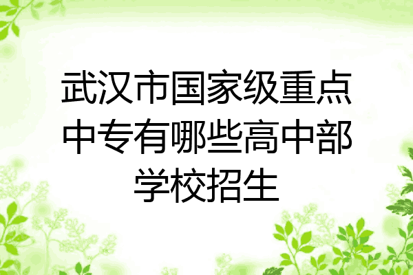 武汉市国家级重点中专有哪些高中部学校招生