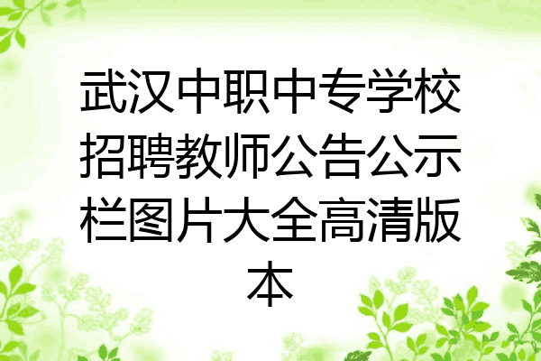 武汉中职中专学校招聘教师公告公示栏图片大全高清版本
