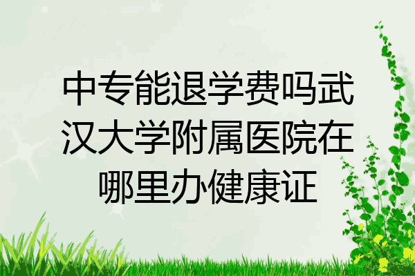 中专能退学费吗武汉大学附属医院在哪里办健康证