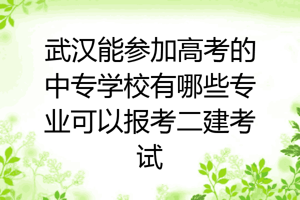 武汉能参加高考的中专学校有哪些专业可以报考二建考试