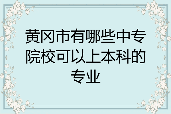 黄冈市有哪些中专院校可以上本科的专业