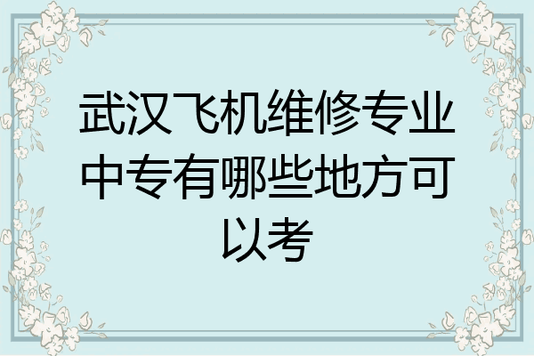武汉飞机维修专业中专有哪些地方可以考