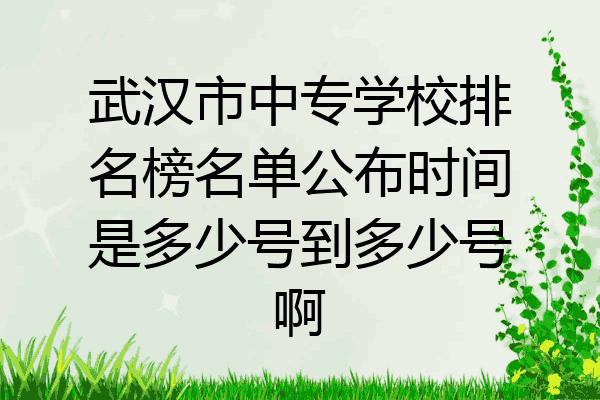 武汉市中专学校排名榜名单公布时间是多少号到多少号啊