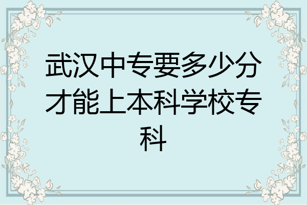 武汉中专要多少分才能上本科学校专科