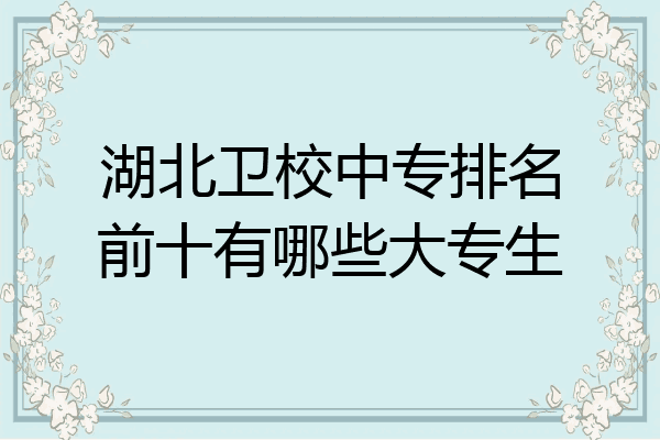 湖北卫校中专排名前十有哪些大专生