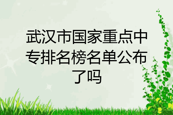 武汉市国家重点中专排名榜名单公布了吗