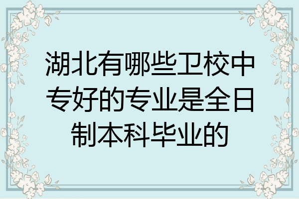 湖北有哪些卫校中专好的专业是全日制本科毕业的