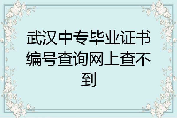武汉中专毕业证书编号查询网上查不到