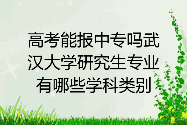 高考能报中专吗武汉大学研究生专业有哪些学科类别