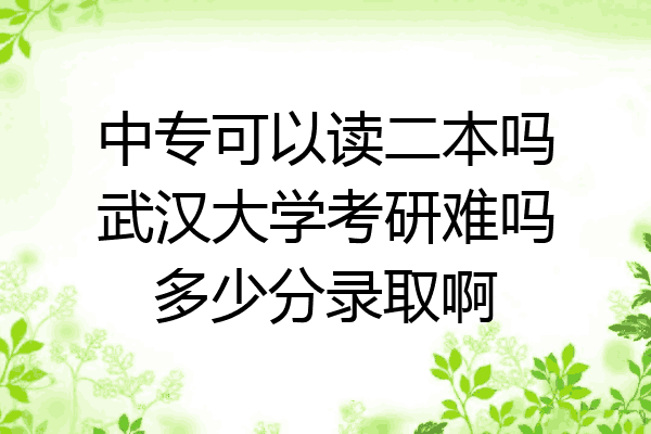 中专可以读二本吗武汉大学考研难吗多少分录取啊