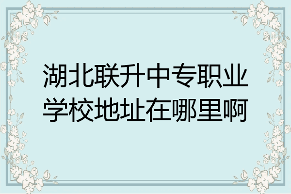 湖北联升中专职业学校地址在哪里啊