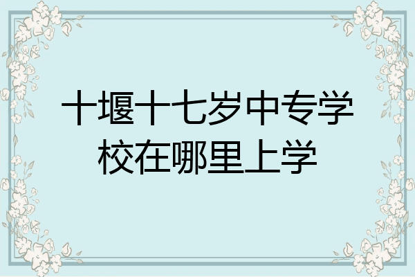 十堰十七岁中专学校在哪里上学