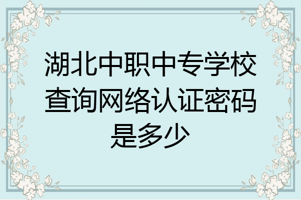 湖北中职中专学校查询网络认证密码是多少