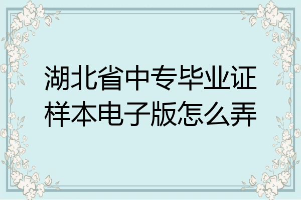 湖北省中专毕业证样本电子版怎么弄