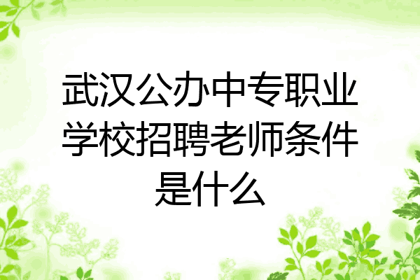 武汉公办中专职业学校招聘老师条件是什么