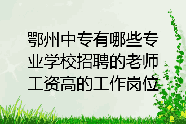 鄂州中专有哪些专业学校招聘的老师工资高的工作岗位