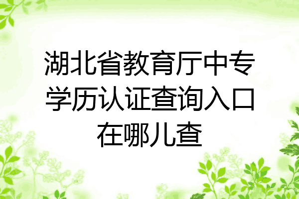 湖北省教育厅中专学历认证查询入口在哪儿查