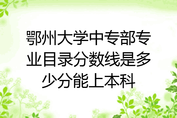 鄂州大学中专部专业目录分数线是多少分能上本科