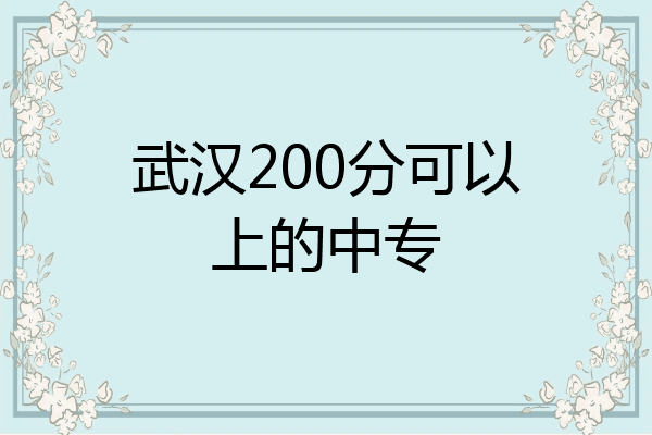 武汉200分可以上的中专