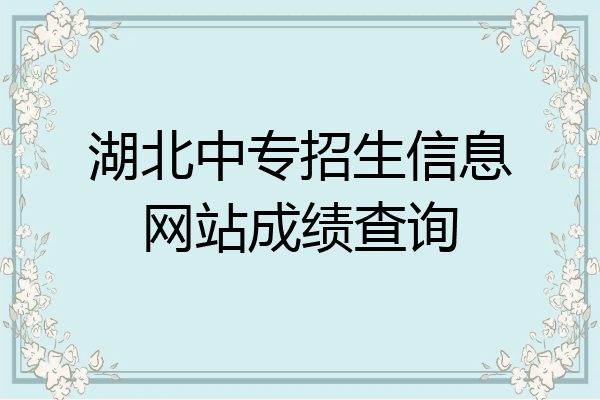 湖北中专招生信息网站成绩查询