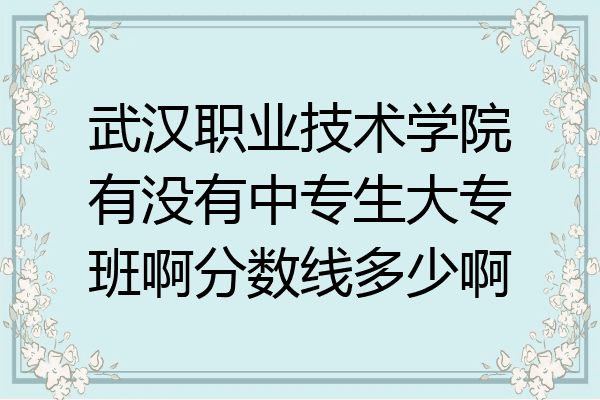 武汉职业技术学院有没有中专生大专班啊分数线多少啊