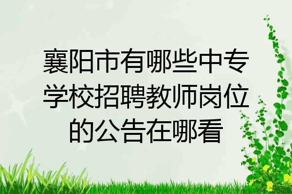 襄阳市有哪些中专学校招聘教师岗位的公告在哪看