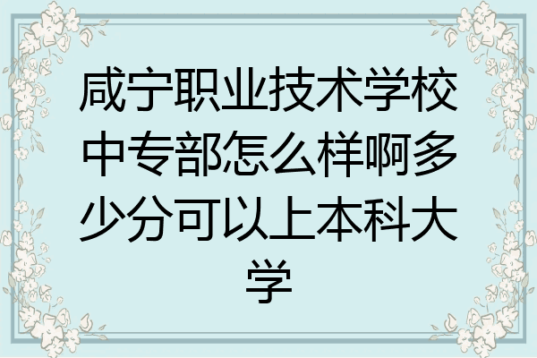 咸宁职业技术学校中专部怎么样啊多少分可以上本科大学