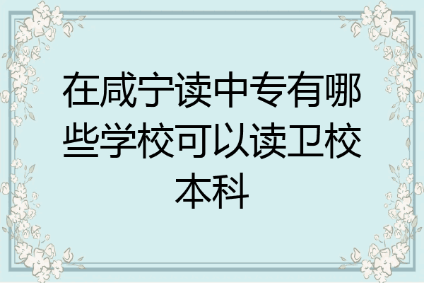 在咸宁读中专有哪些学校可以读卫校本科
