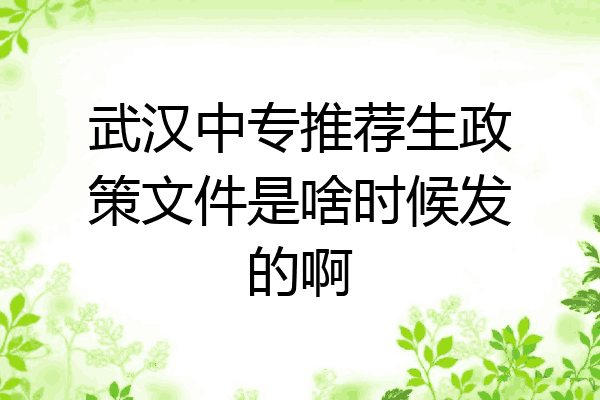 武汉中专推荐生政策文件是啥时候发的啊