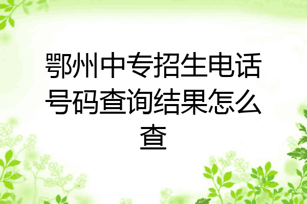 鄂州中专招生电话号码查询结果怎么查