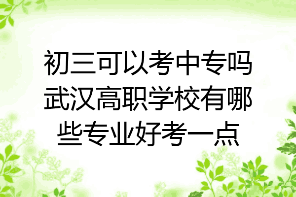 初三可以考中专吗武汉高职学校有哪些专业好考一点