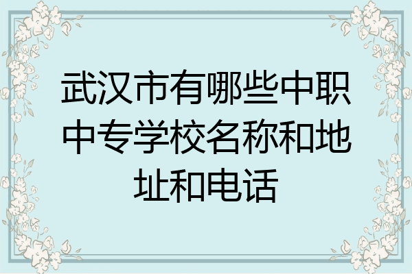 武汉市有哪些中职中专学校名称和地址和电话