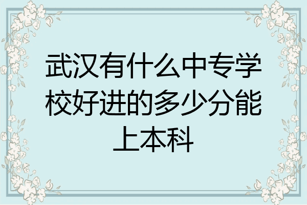 武汉有什么中专学校好进的多少分能上本科