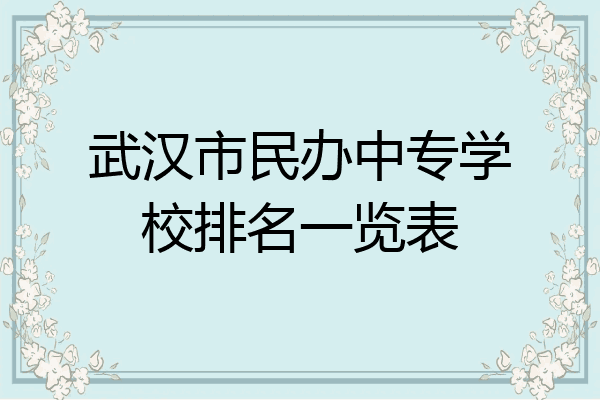 武汉市民办中专学校排名一览表