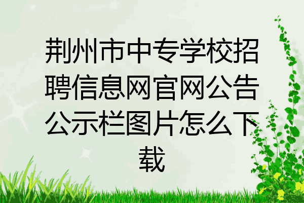 荆州市中专学校招聘信息网官网公告公示栏图片怎么下载