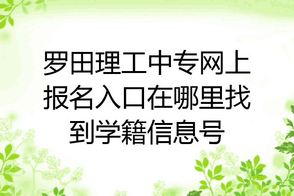 罗田理工中专网上报名入口在哪里找到学籍信息号