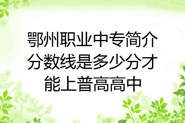 鄂州职业中专简介分数线是多少分才能上普高高中