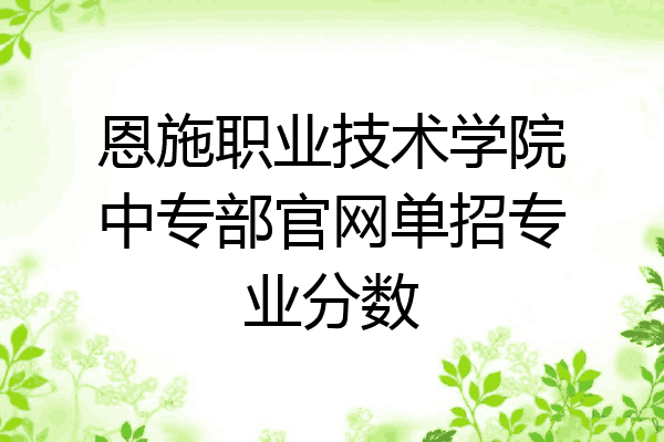 恩施职业技术学院中专部官网单招专业分数