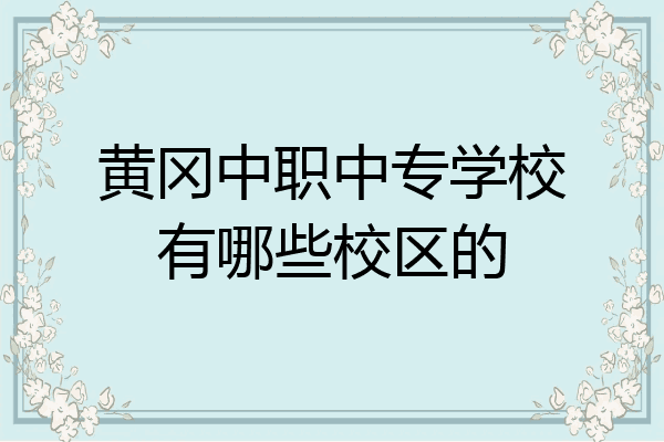 黄冈中职中专学校有哪些校区的