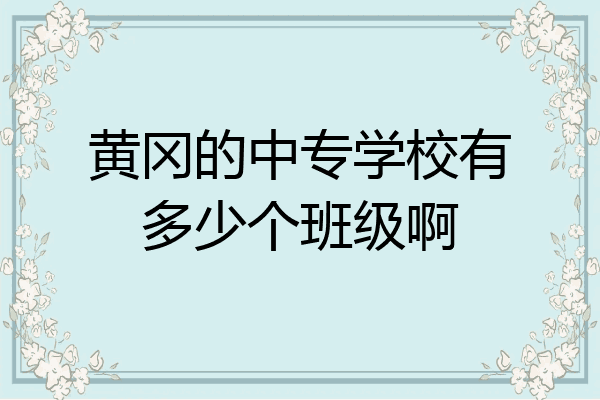黄冈的中专学校有多少个班级啊