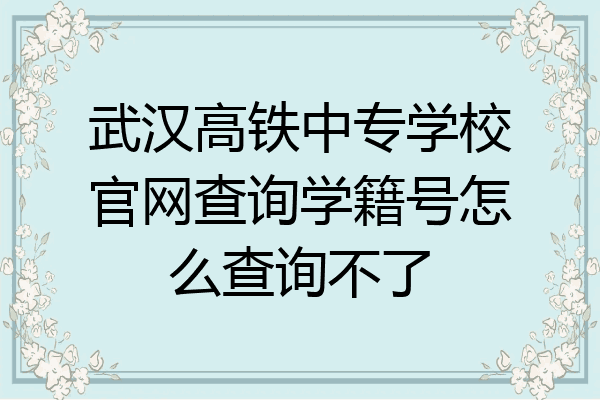 武汉高铁中专学校官网查询学籍号怎么查询不了