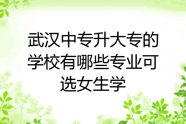 武汉中专升大专的学校有哪些专业可选女生学
