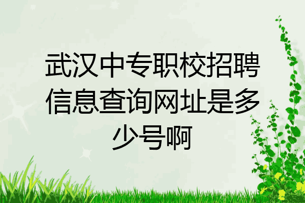 武汉中专职校招聘信息查询网址是多少号啊
