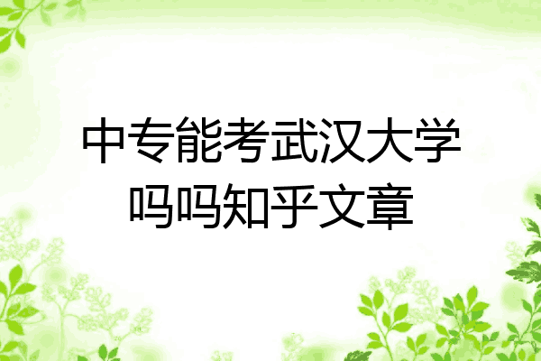 中专能考武汉大学吗吗知乎文章